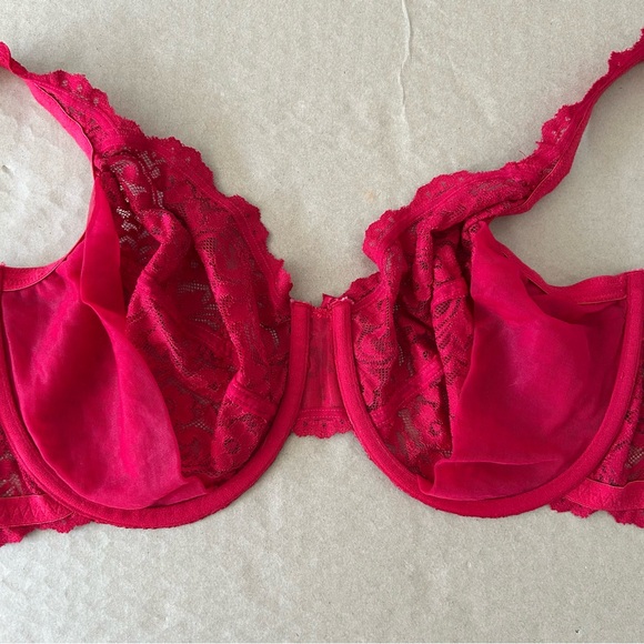 Smart & Sexy Signature Lace Unlined Underwire Bra Plus Size 38DDD Lingerie Red - Picture 9 of 11